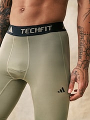adidas Green TECHFIT Compression Training Short Tights - Image 4 of 6