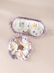 Chelsea Peers Natural Silk Mythical Dragon Print Sleep Mask & Scrunchie Gift Set - Image 2 of 4