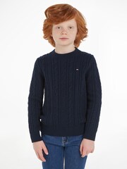 Tommy Hilfiger Blue Kids Essential Cable Sweater - Image 1 of 6