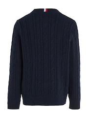Tommy Hilfiger Blue Kids Essential Cable Sweater - Image 5 of 6