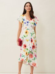 Phase Eight Cream Anthea Floral Frill Dress - Image 1 of 1