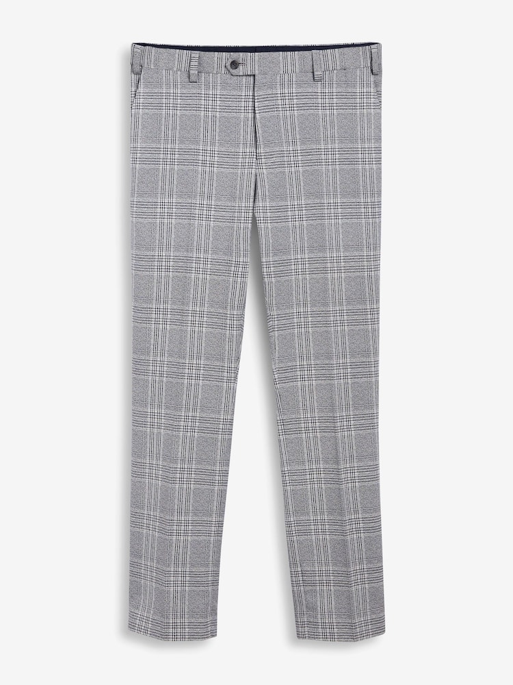Grey Slim Fit Check Suit: Trousers with Motionflex Waistband - Image 1 of 3 Grey Slim Fit Check Suit: Trousers with Motionflex Waistband - Image 1 of 3