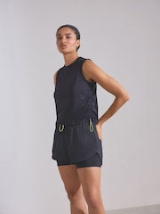 Black Ruched Side Sleeveless Sport Vest - Image 1 of 7