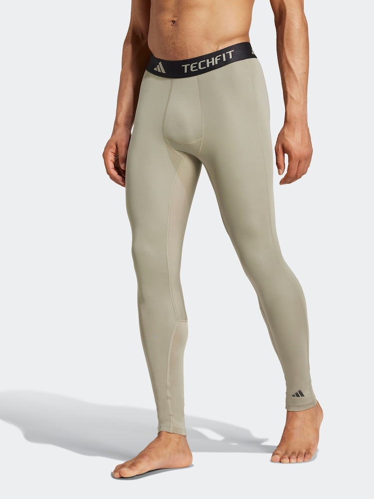 adidas Green TECHFIT Compression Training Long Tights - Image 1 of 6