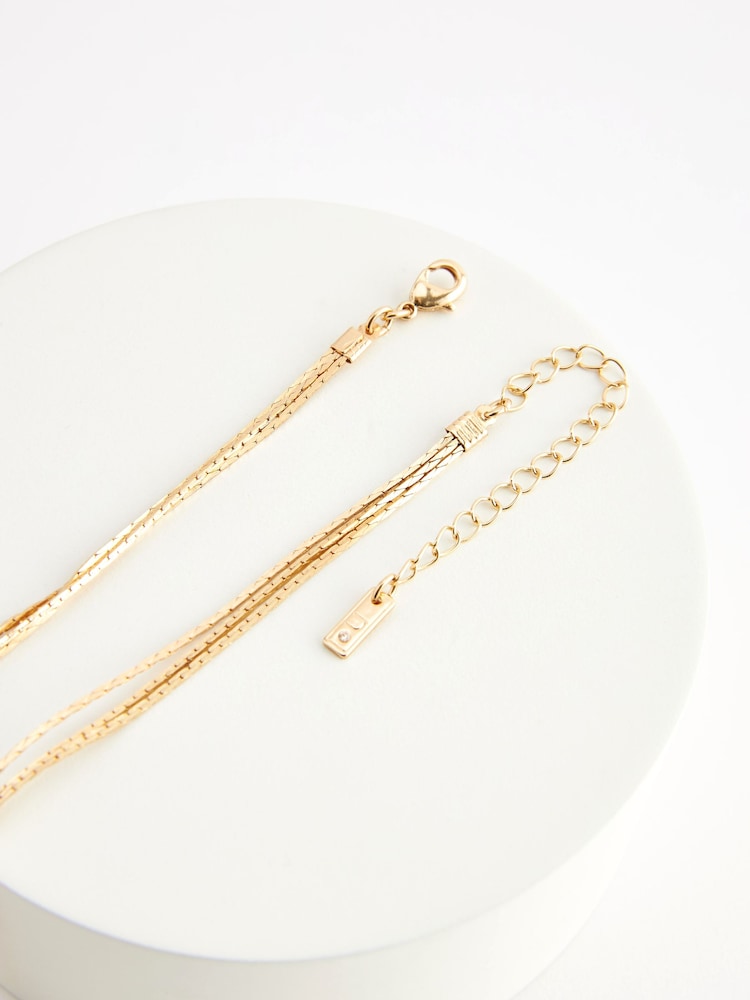 Gold Tone Snake Chain Y Necklace - Image 3 of 3