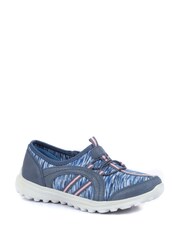 Pavers Blue Multi Pavers Ladies Wide Fit Lightweight Slip-On Trainers - Image 2 of 5