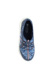 Pavers Blue Multi Pavers Ladies Wide Fit Lightweight Slip-On Trainers - Image 3 of 5