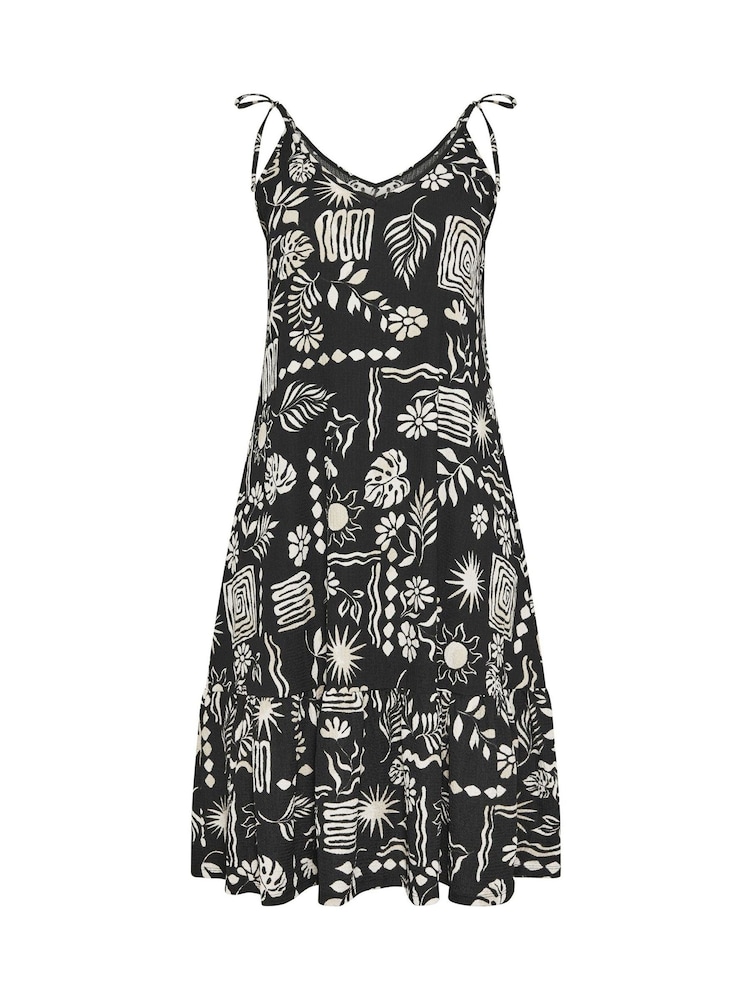 Yours Curve Black Abstract Tiered Sundress - Image 5 of 5 Yours Curve Black Abstract Tiered Sundress - Image 5 of 5