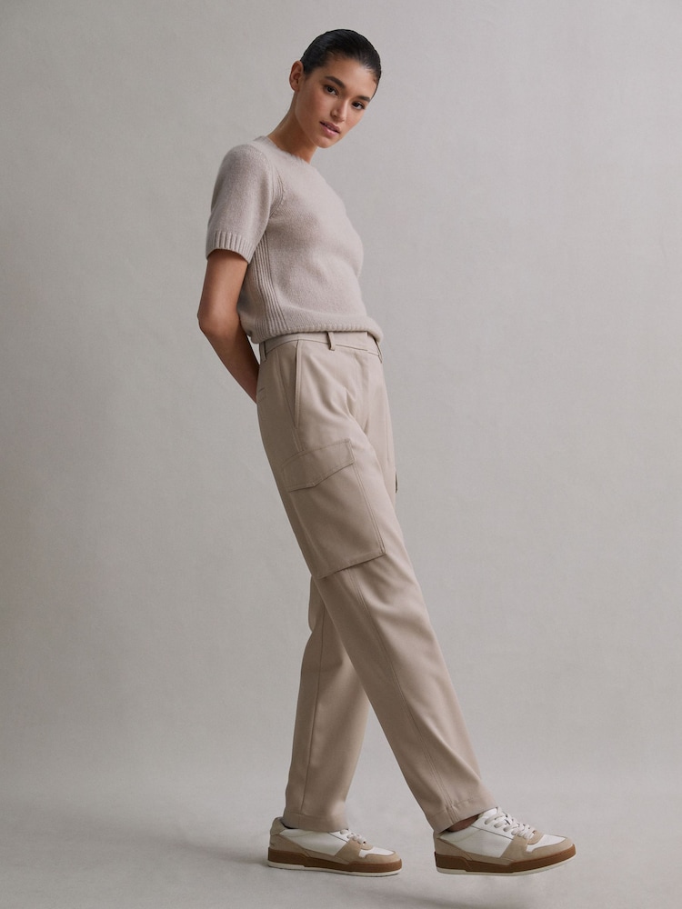 Reiss Neutral Violet Mid Rise Cargo Trousers - Image 1 of 7