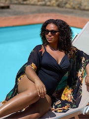 Live Unlimited Curve Cross Front Black Swimsuit - Image 1 of 4