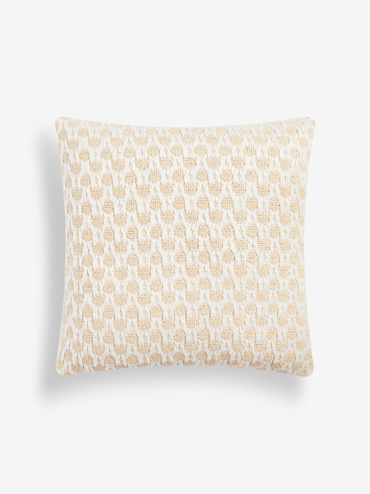 Light Natural Finn Geometric Textured 100% Cotton Cushion - Image 2 of 4
