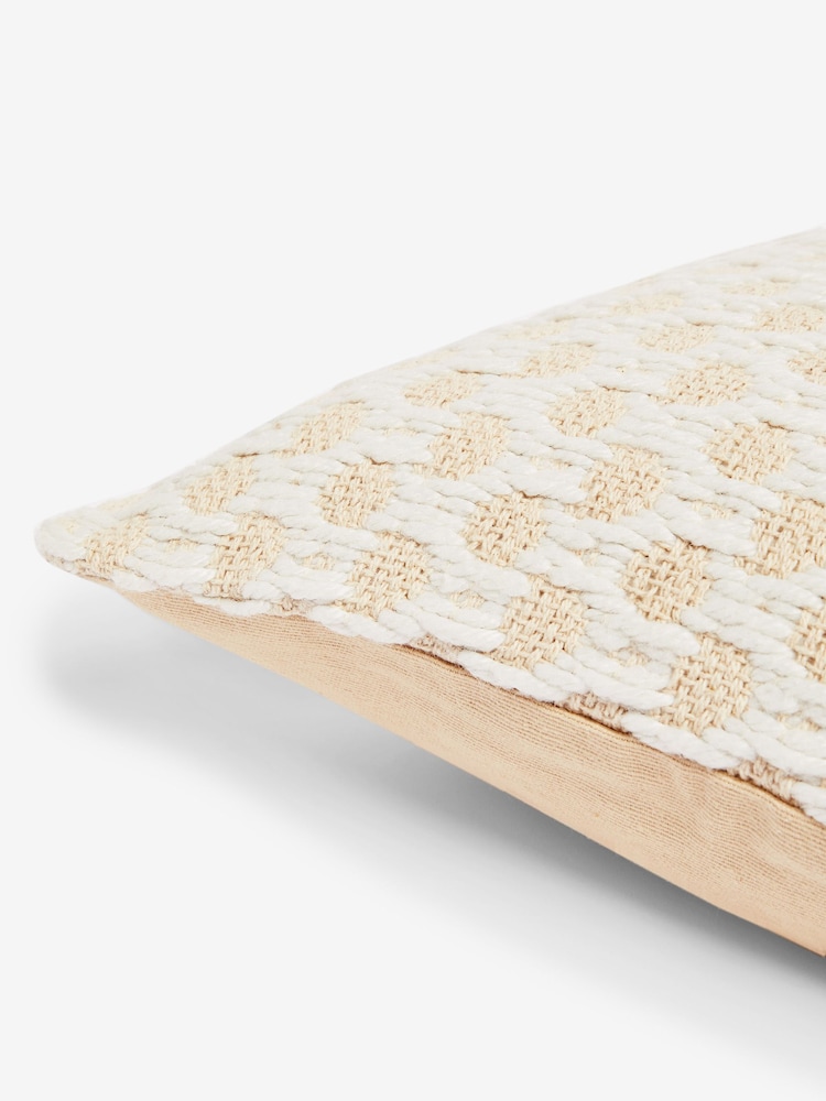 Light Natural Finn Geometric Textured 100% Cotton Cushion - Image 4 of 4