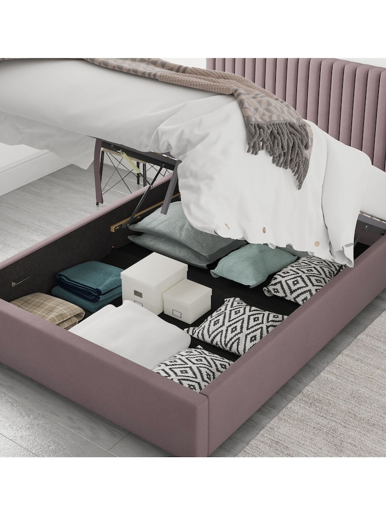 Aspire Furniture Blush Pink Upholstered End Lift Ottoman Storage Bed - Image 6 of 6