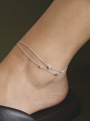 Thomas Sabo Silver Tone Hearts w/ Zirconia Anklet - Image 1 of 4