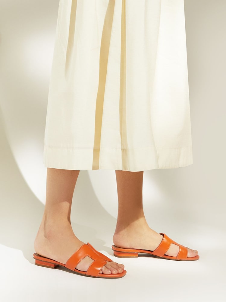 Dune London Orange Loupe Smart Slider Sandals - Image 1 of 8