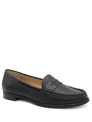 Jones Bootmaker Black Wide Fit Tamsyn Smart Leather Penny Loafers - Image 3 of 6