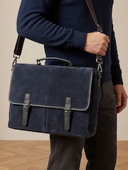 Jones Bootmaker Navy Blue Upland Leather Briefcase Bag - Image 1 of 6