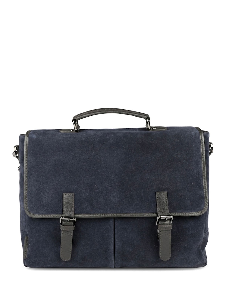 Jones Bootmaker Navy Blue Upland Leather Briefcase Bag - Image 2 of 6 Jones Bootmaker Navy Blue Upland Leather Briefcase Bag - Image 2 of 6