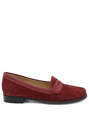 Jones Bootmaker Red Suede Regular Fit Tamsyn Smart Leather Penny Loafers - Image 2 of 6