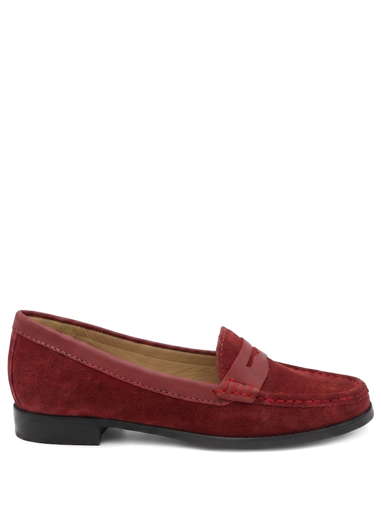 Jones Bootmaker Red Suede Regular Fit Tamsyn Smart Leather Penny Loafers - Image 2 of 6 Jones Bootmaker Red Suede Regular Fit Tamsyn Smart Leather Penny Loafers - Image 2 of 6
