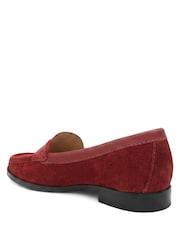 Jones Bootmaker Red Suede Regular Fit Tamsyn Smart Leather Penny Loafers - Image 4 of 6