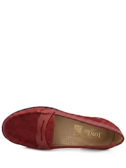 Jones Bootmaker Red Suede Regular Fit Tamsyn Smart Leather Penny Loafers - Image 5 of 6