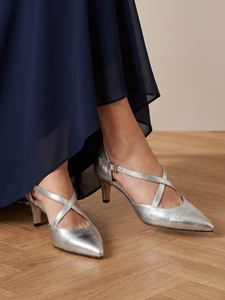Jones Bootmaker Silver Metallic Wide Fit Leather Stiletto-Heeled Court Shoes - Image 1 of 6 Jones Bootmaker Silver Metallic Wide Fit Leather Stiletto-Heeled Court Shoes - Image 1 of 6