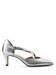 Jones Bootmaker Silver Metallic Wide Fit Leather Stiletto-Heeled Court Shoes - Image 2 of 6