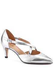 Jones Bootmaker Silver Metallic Wide Fit Leather Stiletto-Heeled Court Shoes - Image 3 of 6