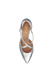 Jones Bootmaker Silver Metallic Wide Fit Leather Stiletto-Heeled Court Shoes - Image 5 of 6