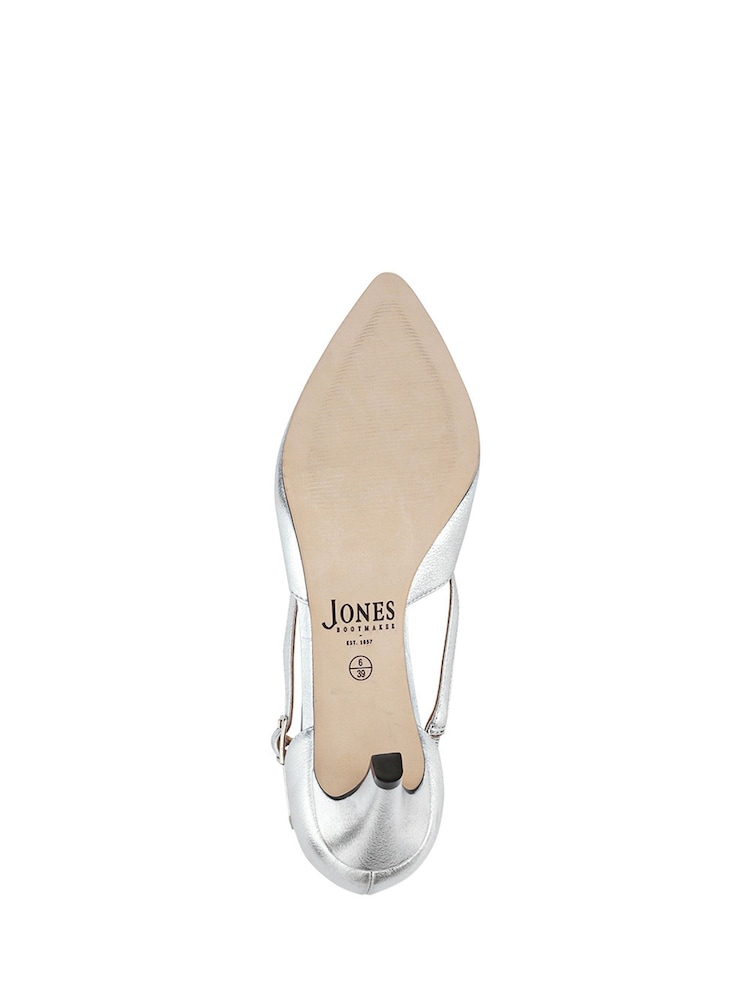 Jones Bootmaker Silver Metallic Wide Fit Leather Stiletto-Heeled Court Shoes - Image 6 of 6 Jones Bootmaker Silver Metallic Wide Fit Leather Stiletto-Heeled Court Shoes - Image 6 of 6