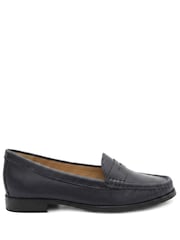 Jones Bootmaker Navy Blue Wide Fit Tamsyn Smart Leather Penny Loafers - Image 2 of 6