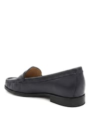 Jones Bootmaker Navy Blue Wide Fit Tamsyn Smart Leather Penny Loafers - Image 4 of 6