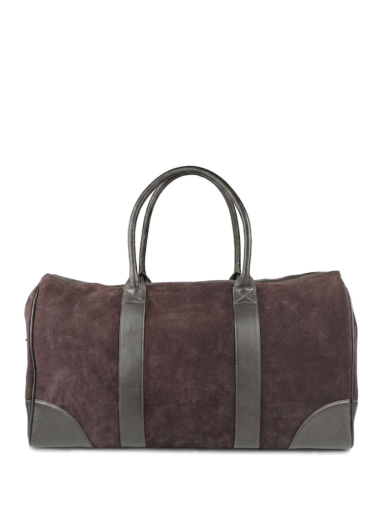 Jones Bootmaker Chocolate Brown Suede Upington Weekend Bag - Image 2 of 6 Jones Bootmaker Chocolate Brown Suede Upington Weekend Bag - Image 2 of 6