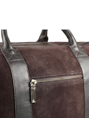 Jones Bootmaker Chocolate Brown Suede Upington Weekend Bag - Image 5 of 6