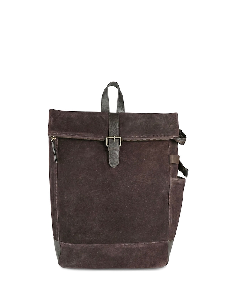 Jones Bootmaker Chocolate Brown Suede Leather Uphall Backpack - Image 2 of 6
