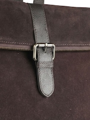 Jones Bootmaker Chocolate Brown Suede Leather Uphall Backpack - Image 5 of 6