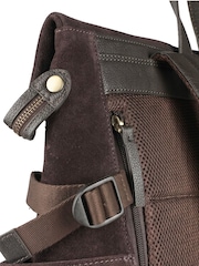 Jones Bootmaker Chocolate Brown Suede Leather Uphall Backpack - Image 6 of 6