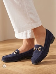 Jones Bootmaker Navy Blue Suede Regular Fit Lex Suede Leather Loafers - Image 1 of 6