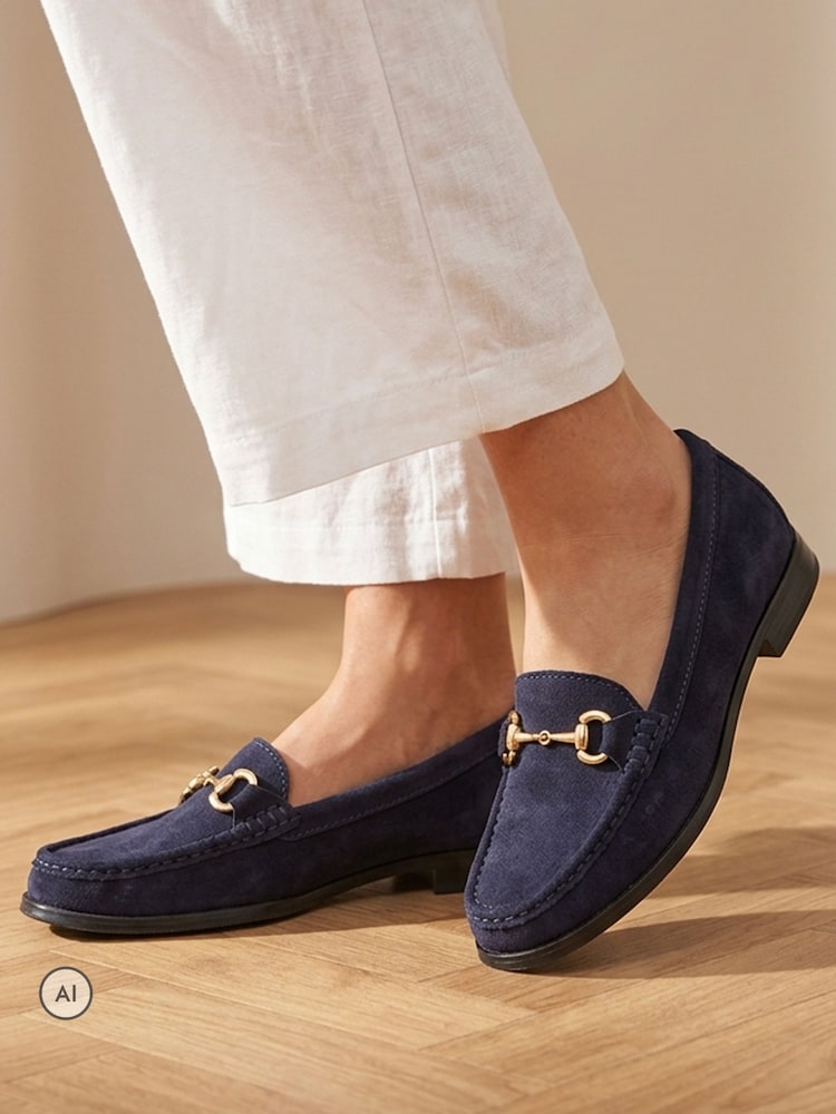 Jones Bootmaker Navy Blue Suede Regular Fit Lex Suede Leather Loafers - Image 1 of 6