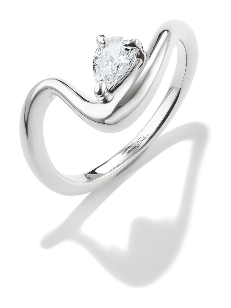 Thomas Sabo Silver Tone Teardrop White Zirconia Ring - Image 4 of 4 Thomas Sabo Silver Tone Teardrop White Zirconia Ring - Image 4 of 4