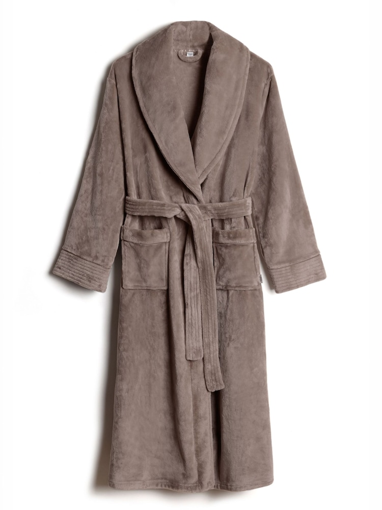 Chelsea Peers Brown Fleece Long Dressing Gown - Image 1 of 2 Chelsea Peers Brown Fleece Long Dressing Gown - Image 1 of 2