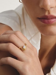 Thomas Sabo Gold Tone Teardrop White Zirconia Ring - Image 1 of 4