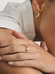 Thomas Sabo Gold Tone Teardrop White Zirconia Ring - Image 2 of 4