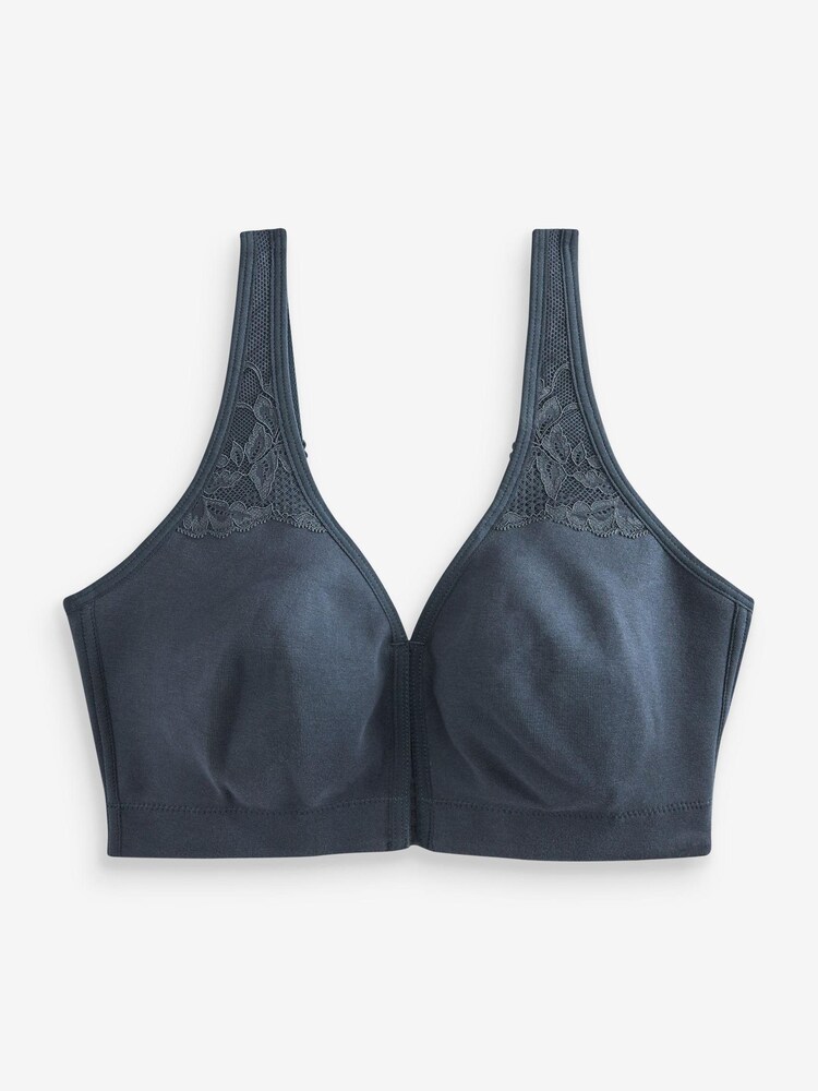 Navy Front Fastening DD+ Comfort Bra - Image 1 of 6 Navy Front Fastening DD+ Comfort Bra - Image 1 of 6