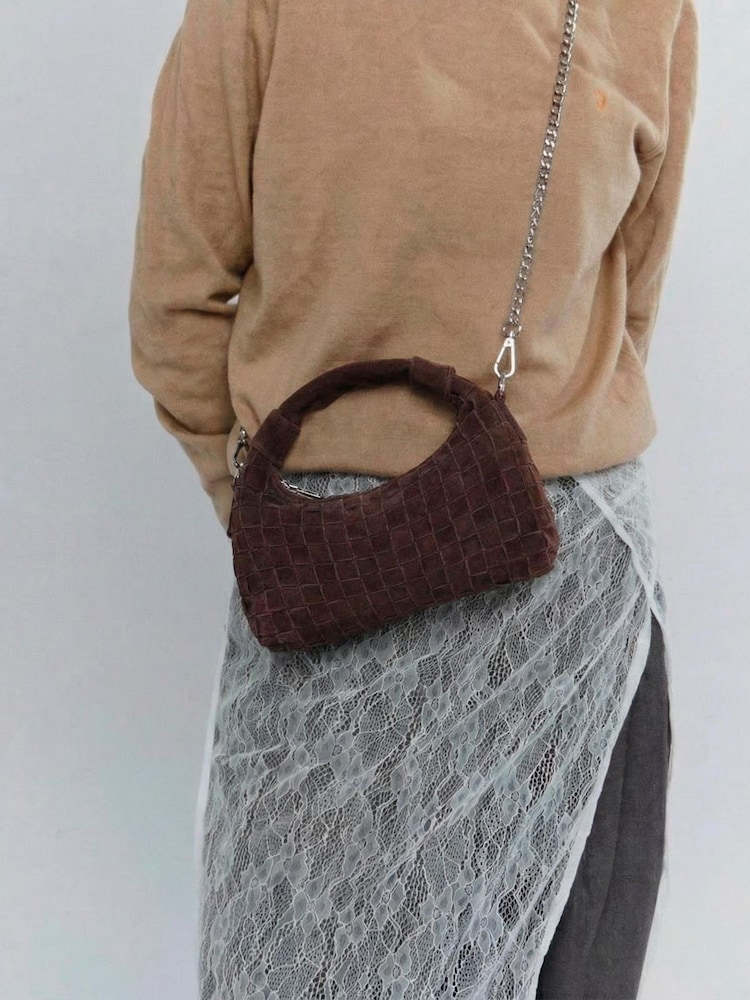 NÚNOO Brown Mini Dandy Braided Suede Bag - Image 1 of 3 NÚNOO Brown Mini Dandy Braided Suede Bag - Image 1 of 3