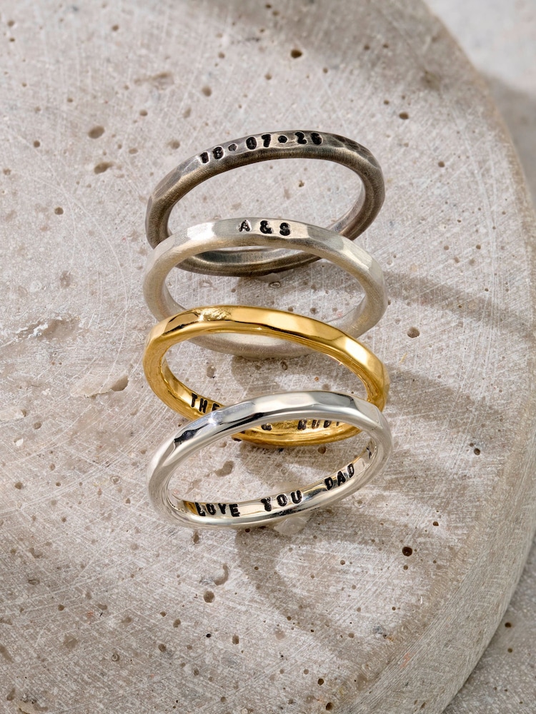 Oxidised Personalised Stacker Ring by Posh Totty Designs - Image 2 of 3 Oxidised Personalised Stacker Ring by Posh Totty Designs - Image 2 of 3
