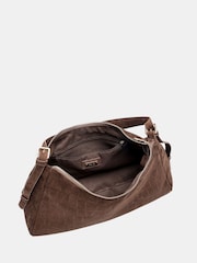 Novo Brown Amanda Faux Croc Suede Shoulder Bag - Image 3 of 4