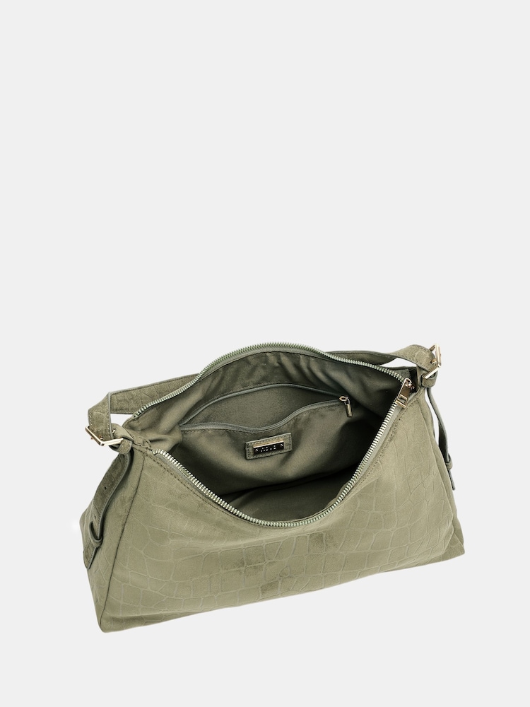 Novo Green Amanda Faux Croc Suede Shoulder Bag - Image 4 of 4 Novo Green Amanda Faux Croc Suede Shoulder Bag - Image 4 of 4