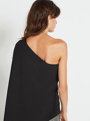 Black One Shoulder Cape Sleeve Top - Image 1 of 1